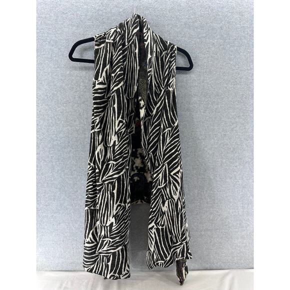 Atmosphere Women's sz L Reversible Drape Vest Boho Houndstooth Zebra Paisley - Picture 3 of 4